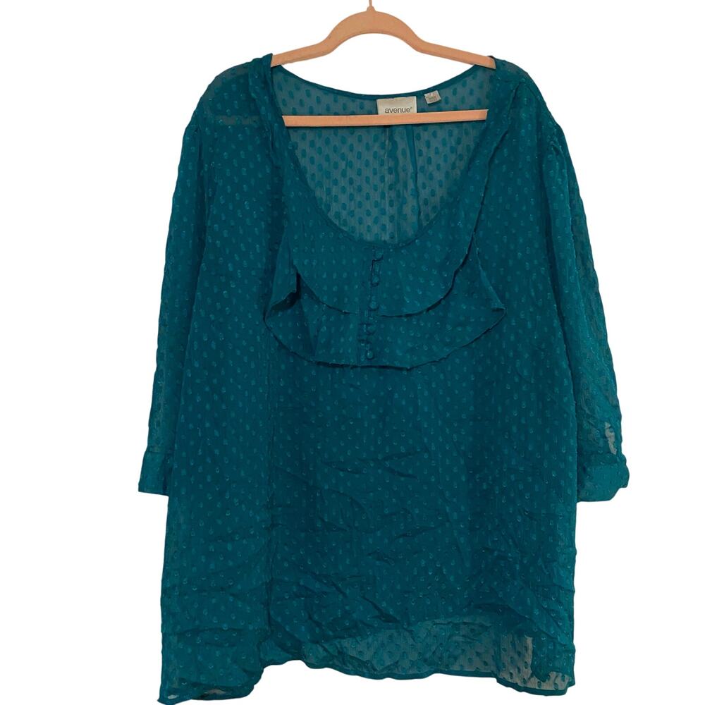 Teal Ave ruffle blouse size 30/32￼